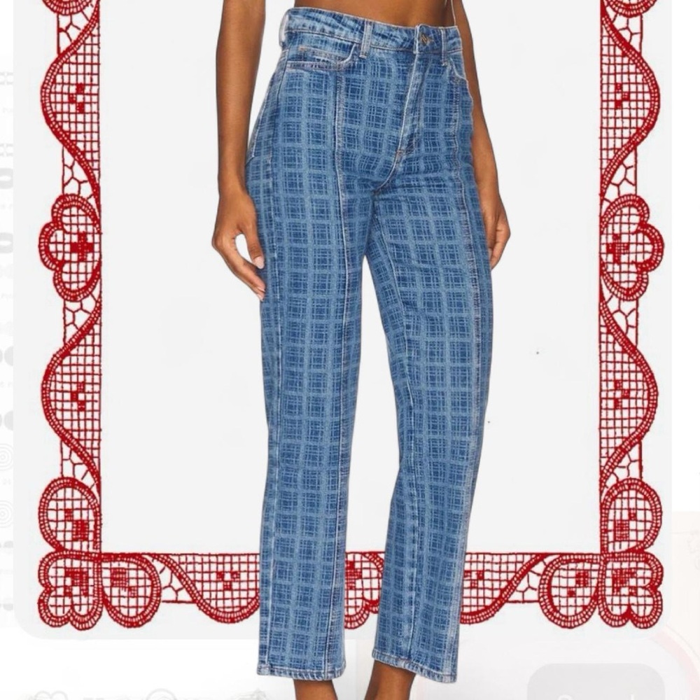 Damson madder tovie plaid pattern blue jeans brand new